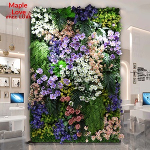 Mur végétal artificiel en plastique 3D, plantes vertes bioniques, fond de scène, fausses fleurs, combinaison paysagère, décoration intérieure - Product Image 1