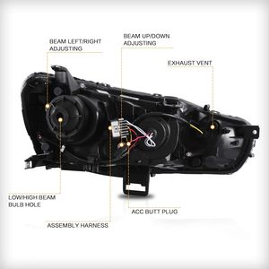 Mitsubishi EVO X & Lancer 2008-2020プロジェクターフロントランプアセンブリと互換性のあるLEDヘッドライトD2HLED電球