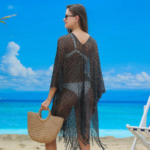 Taille Unique - Cache-maillot de bain ajouré style châle à franges pour la plage et les vacances - Product Image 6