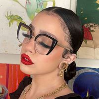 Lunettes de vue pour femmes, monture large, style vintage, avec logo personnalisé, demi-monture, œil de chat, anti-lumière bleue