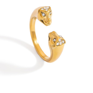 Animal Zodiac Head <b>Ring</b> 18k <b>Gold</b> Plated Pave Setting Unisex Fashion Jewelry Gift - Product Image 5