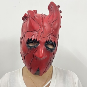 Máscara de cabeza de corazón novedad látex órgano humano tocado Halloween disfraces fiesta accesorios <span class=keywords><strong>vestido</strong></span> extraño - Product Image 2
