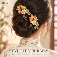 Broche Papillon Cheongsam en Filigrane Fait Main, Motif Fleur de Soie et Velours, pour Cheveux de Roi, Héritage Culturel Immatériel, pour Enfants Chinois
