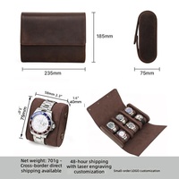 Boîte de rangement pour montres mécaniques MINEESI en cuir Crazy Horse vintage, 6 emplacements, doublure en daim, résistante à l'eau, forme ovale, fermeture à pression, protection