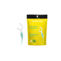 Cure-dents et fil dentaire 2 en 1, saveur menthe, marque privée, produit d'hygiène bucco-dentaire en plastique, nettoyage efficace, cure-dents et fil dentaire
