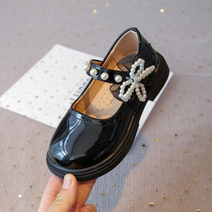 2026 New Fashion Girls Princess Shoes Pearl Leather Shoes 2025 Spring <b>Kids</b> Dress Shoes - Product Image 1