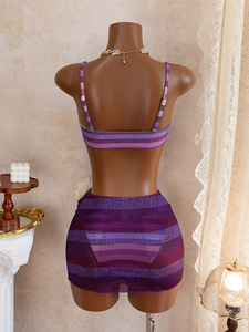 Conjunto de Bikini de Tres Piezas con Tirantes Cruzados y Espalda Descubierta para Mujer, Modelo TW 2026, con Vestido de Baño y Estampado Floral 3D - Product Image 4