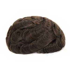 TOPUNIQUE Prothèse Capillaire Homme Cheveux Indiens Base en Dentelle Suisse Complète Cheveux Humains Remy Ondulation Naturelle Système de Remplacement à 100% de Densité Base en PU - Product Image 6