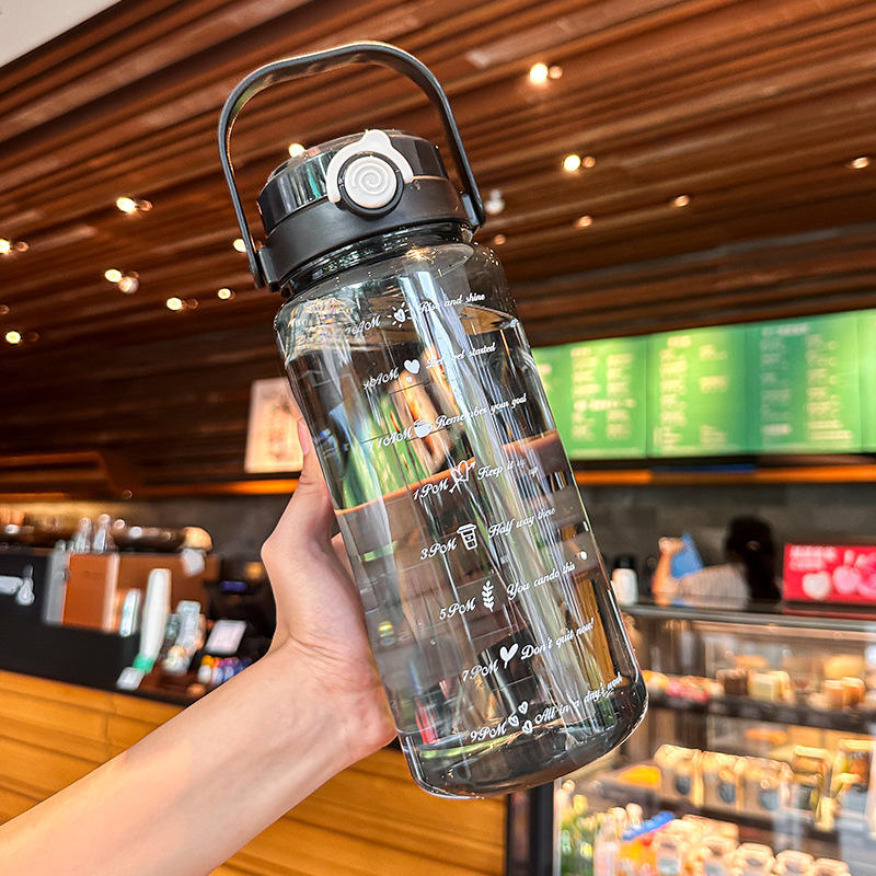 Bright black 1500ml resistant portable double drink cup lid]]