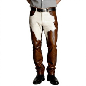 Pantalon de moto en cuir de vache véritable sur mesure pour homme, design slim fit, pantalon en cuir de vache lavé - Product Image 1