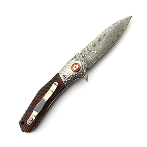Chất Lượng Cao Tùy Chỉnh Tư Nhân Damascus Lưỡi Rèn Hạt Pommel & Gỗ Xử Lý Fusion Gấp Dao - Product Image 5