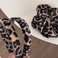 Bandeau imprimé léopard de style européen et américain grands chouchous imprimés léopard accessoires de cheveux vintage de mode