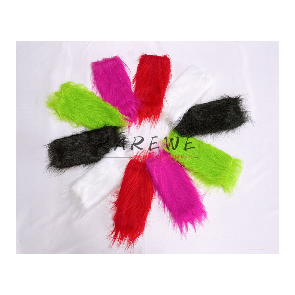 Warm Christmas Solid Faux fur Long Plush Fuzzy Kids Boot Covers Girls Leg Warmers For Custom