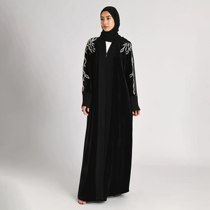 Custom Premium Grade <strong>Long</strong> Sleeve <strong>Velvet</strong> Hijab Abaya Set Wholesale Winter <strong>Velvet</strong> Open Abaya Muslim <strong>Dress</strong> With Hijab - Product Image 4