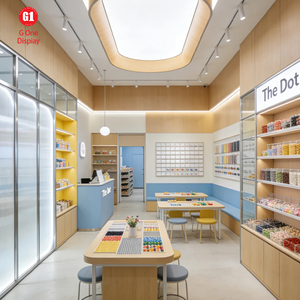 อุปกรณ์ตกแต่งเคาน์เตอร์ติดผนังทำจากไม้แบบครบวงจรสำหรับร้านค้าปลีกกล่องปริศนา - Product Image 3