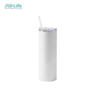PYD Life En gros Gobelet isotherme 20oz en acier inoxydable, fin, sans soudure, droit, vierge pour sublimation, personnalisable avec logo, avec couvercle et paille - Product Image 5