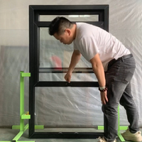 Ventana y puertas de Pvc de CHANGYI, ventanas verticales deslizantes con rotura térmica, ventanas de color negro UPVC, ventana colgada individual o individual con diseño de parrilla