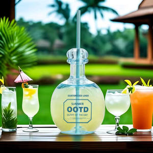 メキシコ カスタムロゴ 375ml ミニ レポサド パトロン ドン・フリオ テキーラ ソーラーテキーラ プラスチック製ワイングラス ストロー付き - Product Image 3