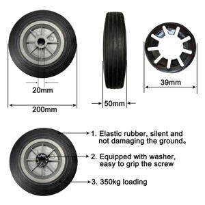 Ruedas de Goma Maciza de 8 Pulgadas 200*50 para Carretilla Industrial con Orificio de 20 mm y Arandela - Product Image 4