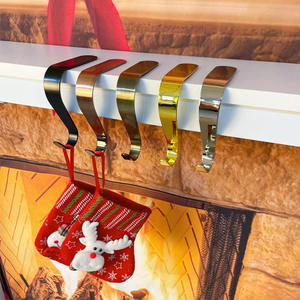 Wholesale Classic Style Self-Adhesive Reusable Metal Christmas <b>Stocking</b> Hangers with Hanging Hooks for Fireplace Mantel - Product Image 3