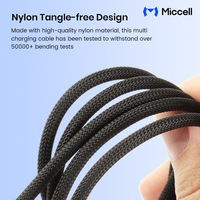 Cable de Carga Multifuncional 4 en 1 Miccell, USB-C a USB-C, Cable USB-C con Efecto de Luz LED Trenzado para iPhone y Android, Carga y Sincronización de Datos