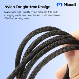<span class=keywords><strong>สาย</strong></span>ชาร์จ Miccell 4 in 1 แบบหลายหัว USB-C to USB-C <span class=keywords><strong>สาย</strong></span>ถักพร้อม<span class=keywords><strong>ไฟ</strong></span> LED สำหรับ iPhone Android ชาร์จและถ่ายโอนข้อมูล - Product Image 4