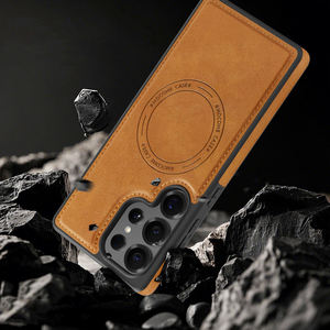 Étui de téléphone en cuir de luxe tendance et simple avec logo personnalisé, coque intégrée avec film protecteur antichoc pour Samsung - Product Image 4