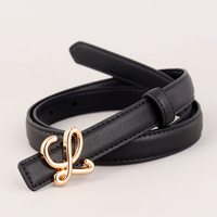 Ceinture en cuir noir élégante avec boucle en forme de X dorée pour hommes et femmes