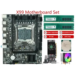 2023 new X99 Motherboard LGA 2011 Set Kit With For Intel Xeon E5 2670 V3 CPU 16G 2*8G DDR4 ECC RAM 2666Mhz M-ATX NVME M.2