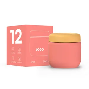 Venda quente 12 oz pacote personalizado aço inoxidável parede dupla comida jar escola vácuo isolado lancheira