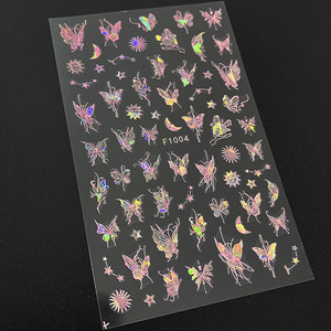 12色极光粉金蝴蝶指甲贴纸激光黑金艺术蝴蝶指甲艺术贴花 - Product Image 4