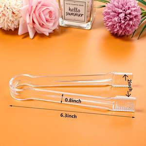 12-Piece Set of <strong>Mini</strong> Clear <strong>Plastic</strong> Silicone Serving <strong>Tongs</strong> Kitchen Utility Scoops for Buffet Candy Dessert and Ice Scoop - Product Image 3