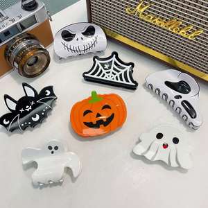Pinzas para el pelo acrílicas <span class=keywords><strong>de</strong></span> acetato <span class=keywords><strong>de</strong></span> alta calidad, fiesta <span class=keywords><strong>de</strong></span> Halloween, personajes <span class=keywords><strong>de</strong></span> dibujos animados, calabaza, fantasma, pinza para el pelo, accesorios - Product Image 1