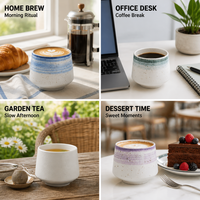 Tasses à café en céramique de style japonais Kingze personnalisées de 200 ml, tasses à espresso vintage pour la dégustation de café pour les restaurants