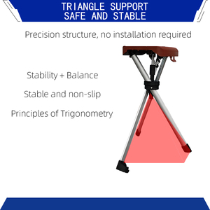 Tongkat berjalan medis, tongkat penopang Jalan aluminium paduan 3 kaki dengan tempat duduk - Product Image 5