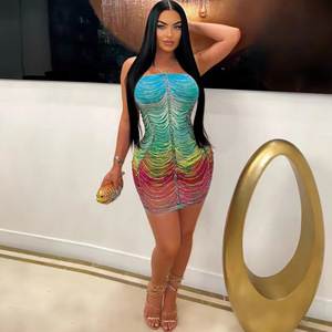 Hot Selling Rhinestone <strong>Dress</strong> <strong>Sexy</strong> Spaghetti Strap <strong>Dress</strong> Mesh Beach Mini <strong>Sequin</strong> <strong>Dress</strong> Women <strong>Bodycon</strong> - Product Image 4