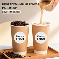 Gobelets en papier jetables à double paroi pour boissons chaudes et froides, personnalisables avec logo, pour salons de thé et bubble tea