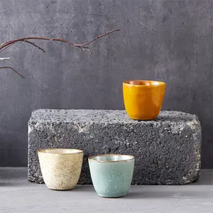 Personalizzato cafe restaurant usato smalto reattivo 150ml ceramica ceramica caffè espresso set tazza da tè giapponese personalizzata