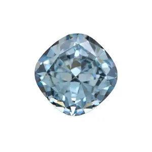 Fat Square Cushion Pillow Shaped Bright Ice Cut Zircon Batu Permata Buatan Berlian Biru Laut Dangkal