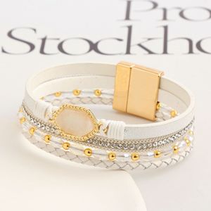 Noir Losange Résine Cristal Charme En Cuir Bracelet Bracelets pour Femme Multi Couche Boho En Cuir Wrap Bracelet Bijoux - Product Image 4