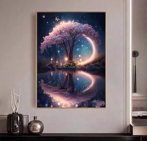 Kit d'art mural arbre de vie abstrait moderne peinture décorative diamantée avec perles de pierres précieuses en cristal pour usage domestique emballées dans une boîte - Product Image 2