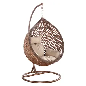 Indoor Outdoor Acrylic Modern Hanging Swing Chair Bamboo Patio Rattan Wicker Egg Swing Chair Carton Steel Customized Logo 150kg