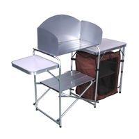 Table de cuisine pliable d'extérieur avec conteneur de rangement Table pliante pour barbecue Mobilier d'extérieur en métal et aluminium Personnalisation Null