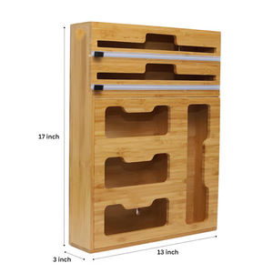 Distributeur de sacs de <span class=keywords><strong>rangement</strong></span> en bois et de papier aluminium, support en bambou pour l'organisation de la cuisine, pour rouleaux de 12 pouces - Product Image 6