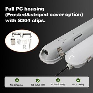 PC LED Tri-Proof <b>Light</b> 0.6m/1.2m/1.5m 20W/30w/40w/50w IP65 IK09 for <b>Garage</b> Workshop Corridor Gallery - Product Image 2