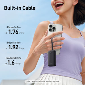 Mini Batterie Externe Format Carte de Crédit 10000mAh avec Câble Intégré, Charge Rapide 22.5W, Chargeur Portable Ultra-Compact pour Téléphone - Product Image 6