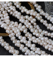 Perles d'eau douce naturelles de qualité AA, forme baroque, en forme de gourde, trouées sur le côté, blanches, 8-9 mm, perles en vrac pour la fabrication de bijoux DIY, en stock