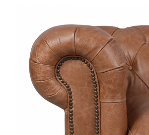 ชุดโซฟาเชสเตอร์ฟิลด์หนังแท้คุณภาพพรีเมียมหรูหรา  แบบเดี่ยว แบบคู่ แบบสามที่นั่ง โซฟาห้องนั่งเล่น โซฟาแบบติดกระดุม  เฟอร์นิเจอร์โรงแรม - Product Image 3