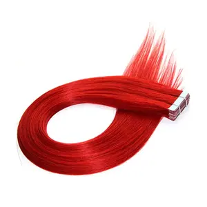 Wholesale Cuticle Aligned Russian Virgin Red Colored Human Hair Tape In Hair Extensions 100Human Hair