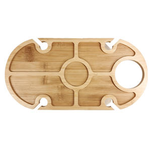 ที่วางไวน์และของกินเล่นแบบพับได้,โต๊ะปิคนิคพกพาพับได้สำหรับตั้งแคมป์พร้อมขวดและที่วางแก้วสามารถถอดออกได้ - Product Image 3